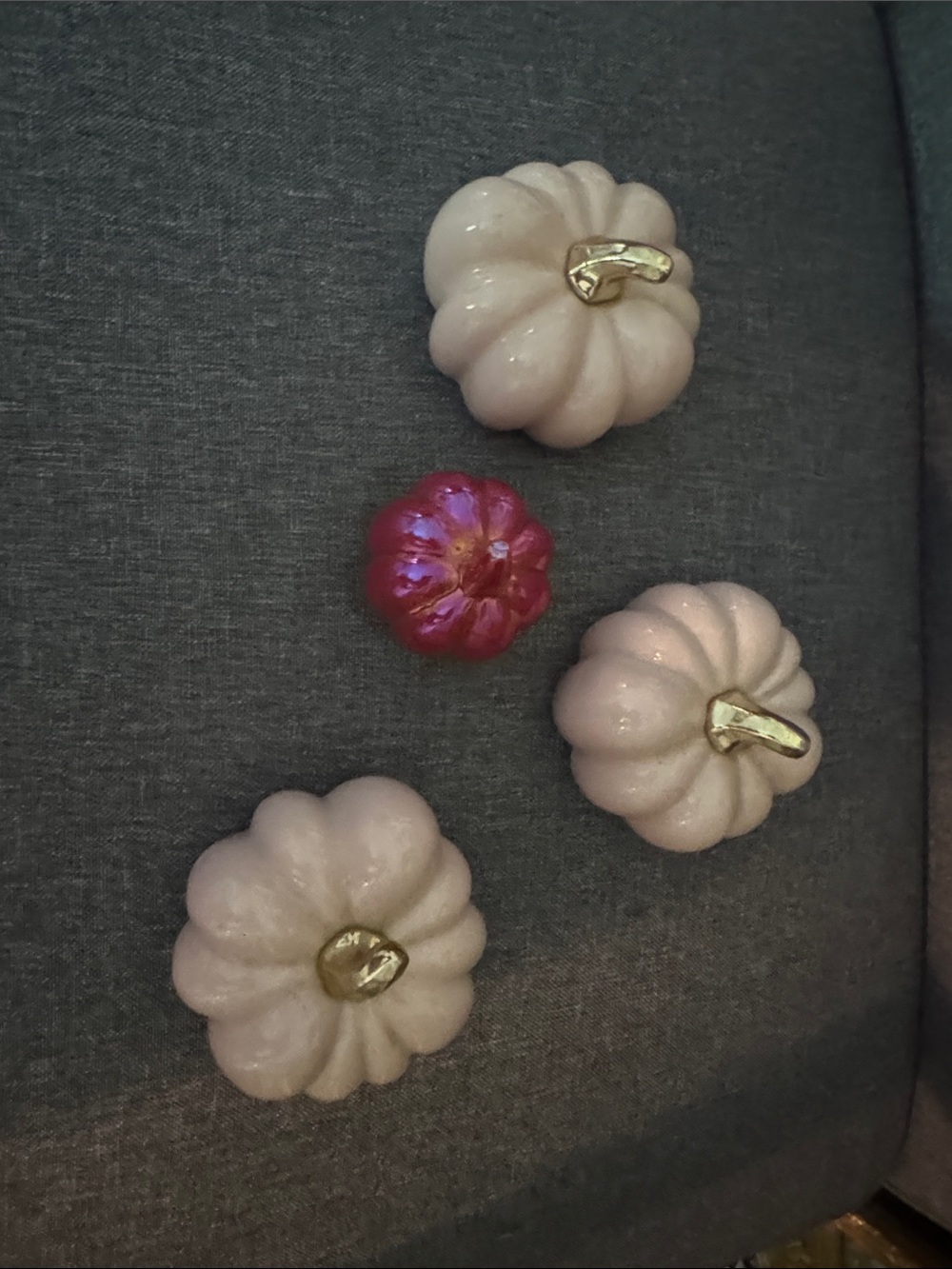 Pink and gold Ceramic Pumpkin Trio with One hot pink Accent Pumpkin 3.5-4 inch - Picture 2 of 4